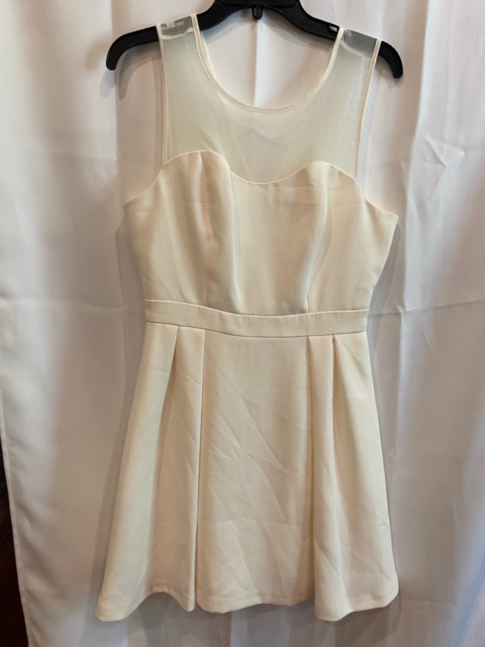 BCBGeneration Cream Sleeveless Fit-and-Flare Mini Dress